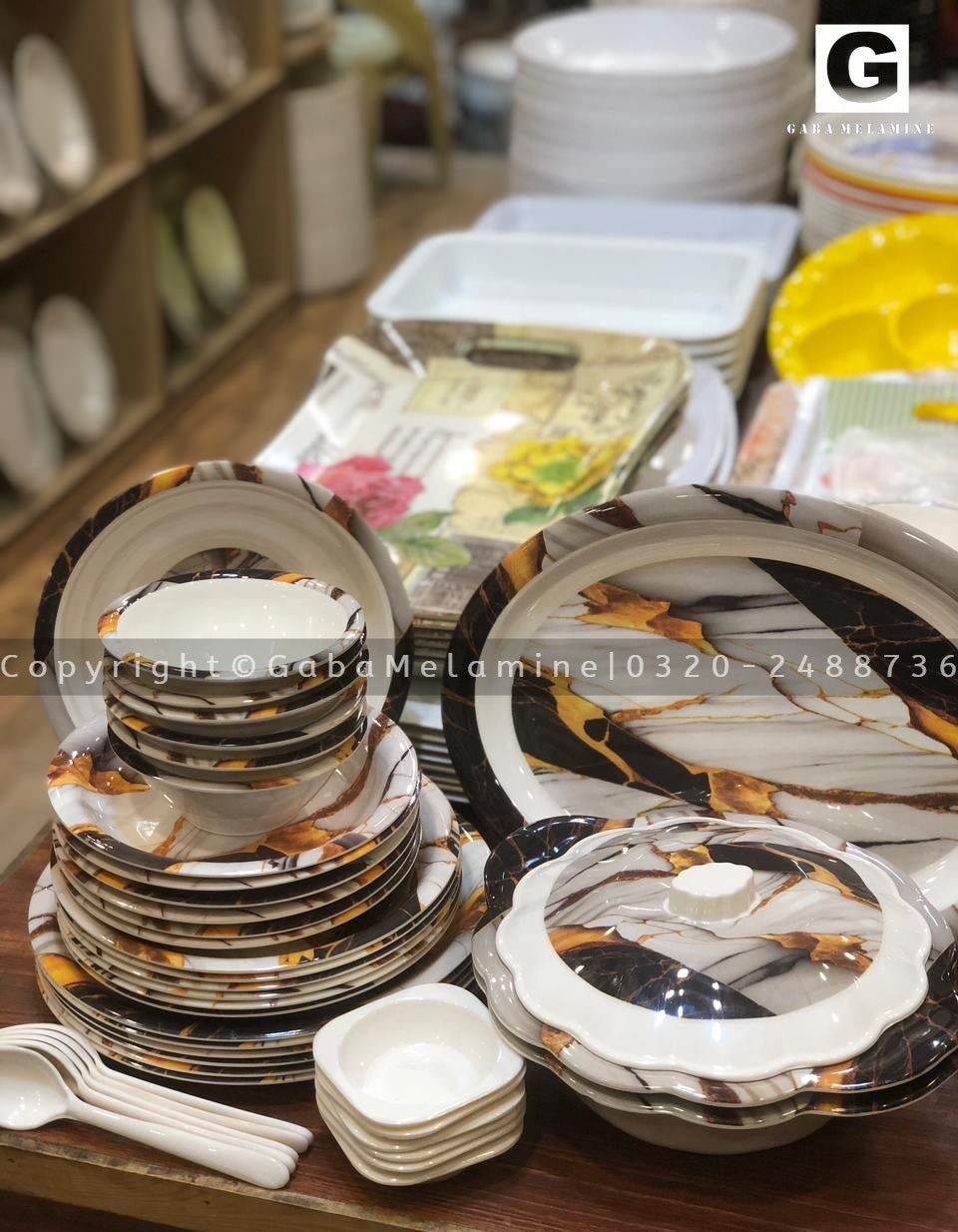 Black Galaxy Melamine Dinner Set 100% Double Glaze