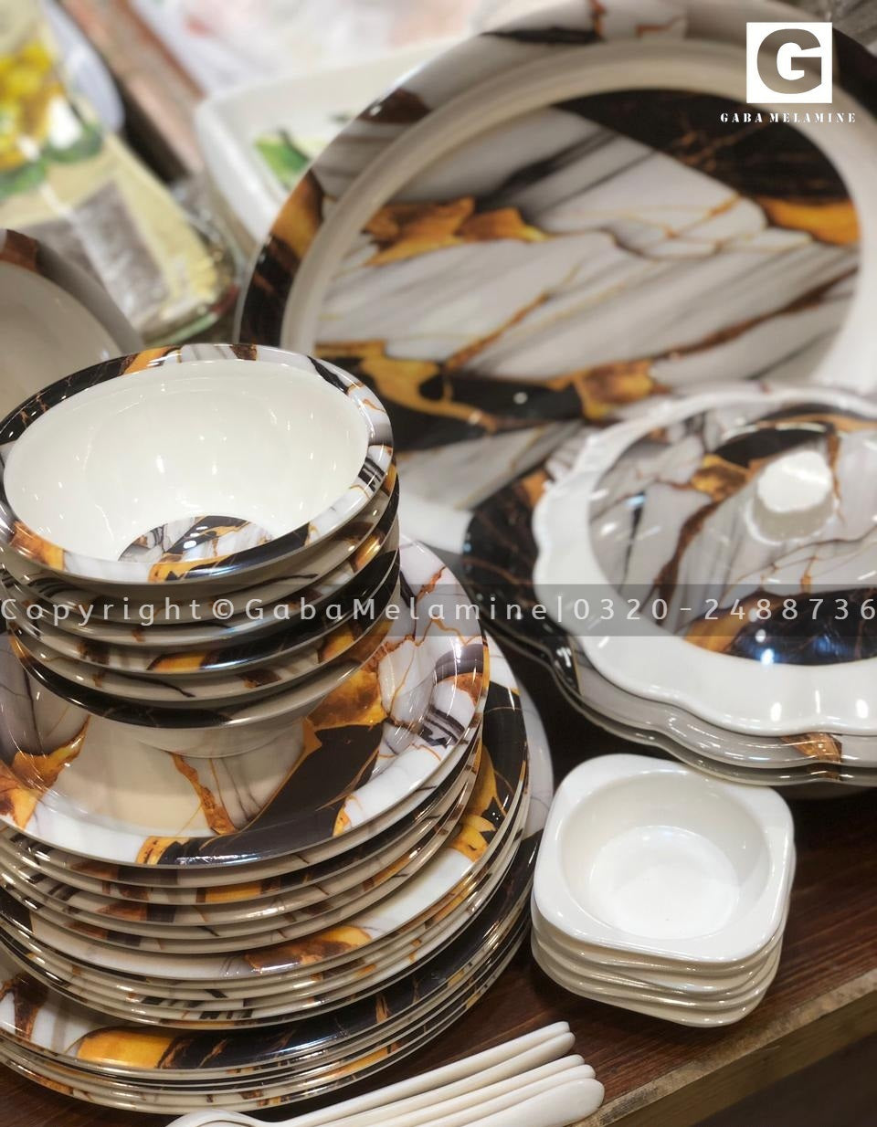 Black Galaxy Melamine Dinner Set 100% Double Glaze